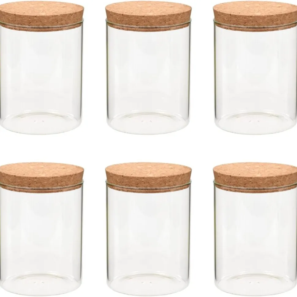 vidaXL Opbergpotten met kurken deksel 6 st 650 ml glas