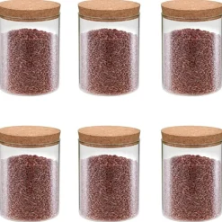 vidaXL Opbergpotten met kurken deksel 6 st 650 ml glas