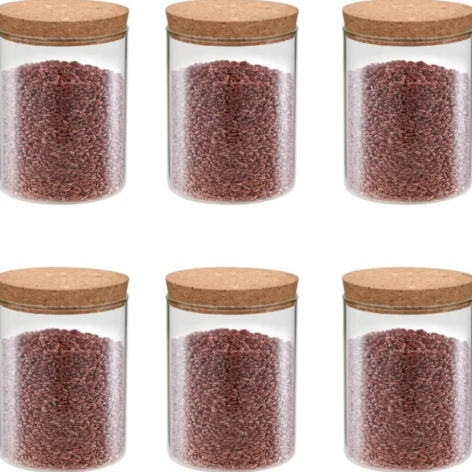 vidaXL Opbergpotten met kurken deksel 6 st 650 ml glas