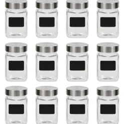 vidaXL Opbergpotten met stickers 12 st 300 ml