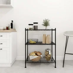 vidaXL Opbergrek 3-laags 150 kg 60x35x76 cm zwart