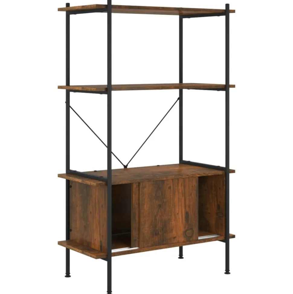 vidaXL Opbergrek 4-laags met kast 80x40x130 cm staal en bewerkt hout