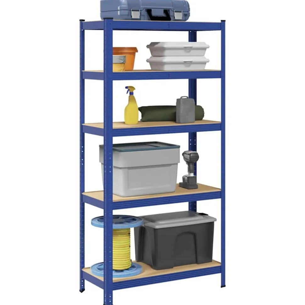 vidaXL Opbergrek 5-laags staal & bewerkt hout blauw