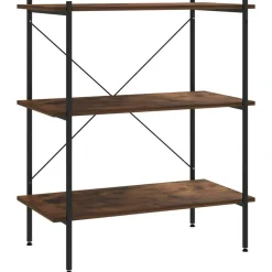 vidaXL Opbergrek 3-laags 80x40x92 cm zwart en naturel