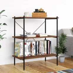 vidaXL Opbergrek 3-laags 80x40x92 cm zwart en naturel