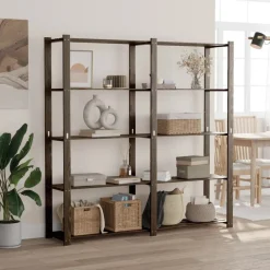 vidaXL Opbergrek 5-laags 170x38x170 cm massief grenenhout zwart