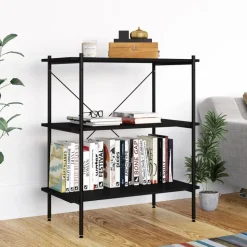 vidaXL Opbergrek 3-laags 80x40x92 cm zwart