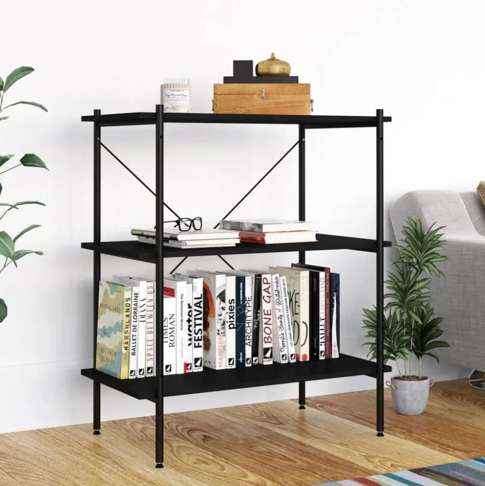 vidaXL Opbergrek 3-laags 80x40x92 cm zwart