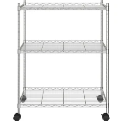 vidaXL Opbergrek met wielen 3-laags 150 kg 60x35x81 cm chroomkleurig