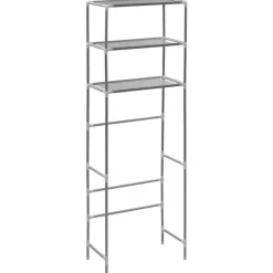 vidaXL Opbergrek voor boven toilet 3-laags 53x28x169 cm zilverkleurig