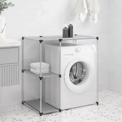 vidaXL Opbergrek voor boven wasmachine 87x55x90,5 cm ijzer grijs