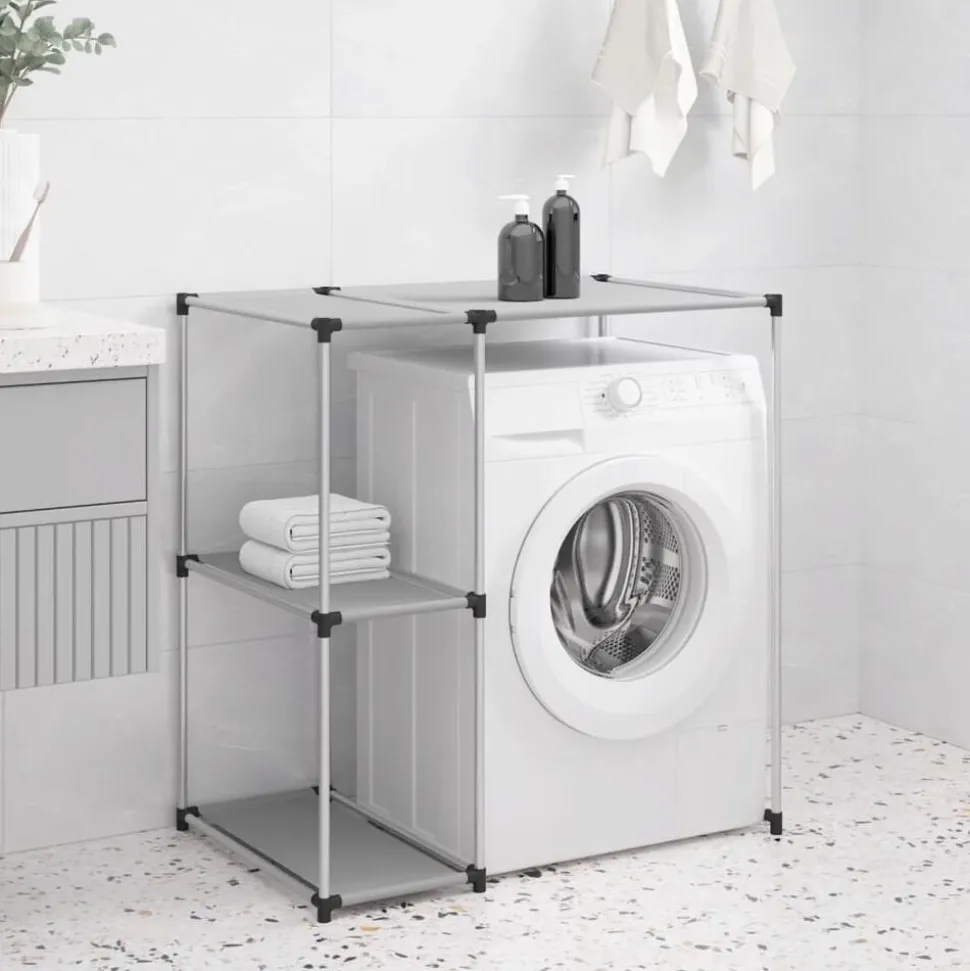 vidaXL Opbergrek voor boven wasmachine 87x55x90,5 cm ijzer grijs