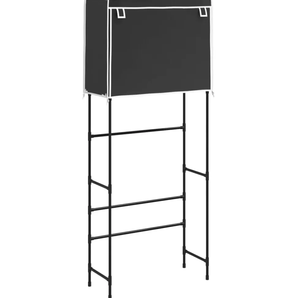vidaXL Opbergrek voor boven wasmachine 2-laags 71x29,5x170,5 cm zwart