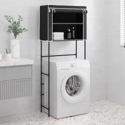 vidaXL Opbergrek voor boven wasmachine 2-laags 71x29,5x170,5 cm zwart