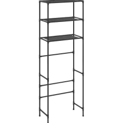 vidaXL Opbergrek voor boven toilet 3-laags 53x28x169 cm zwart