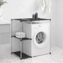 vidaXL Opbergrek voor boven wasmachine 87x55x90,5 cm ijzer zwart