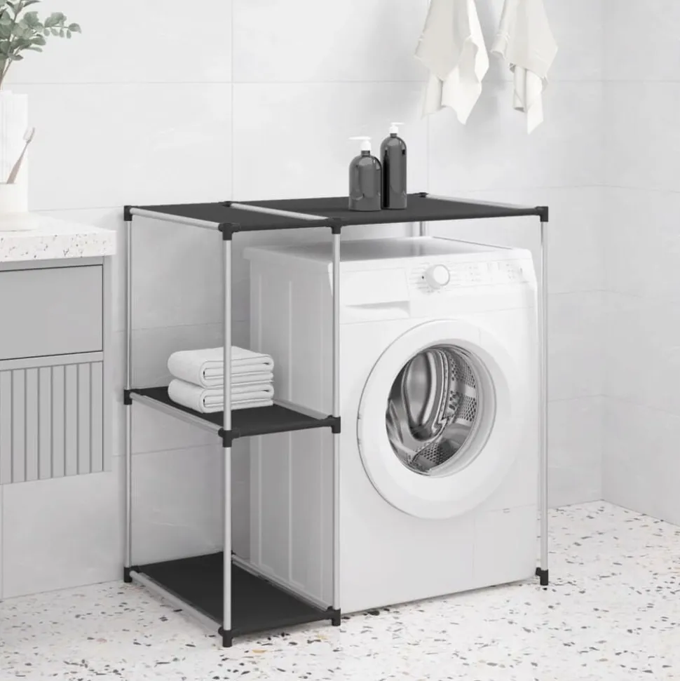 vidaXL Opbergrek voor boven wasmachine 87x55x90,5 cm ijzer zwart