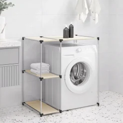 vidaXL Opbergrek voor boven wasmachine 87x55x90,5cm ijzer crèmekleurig