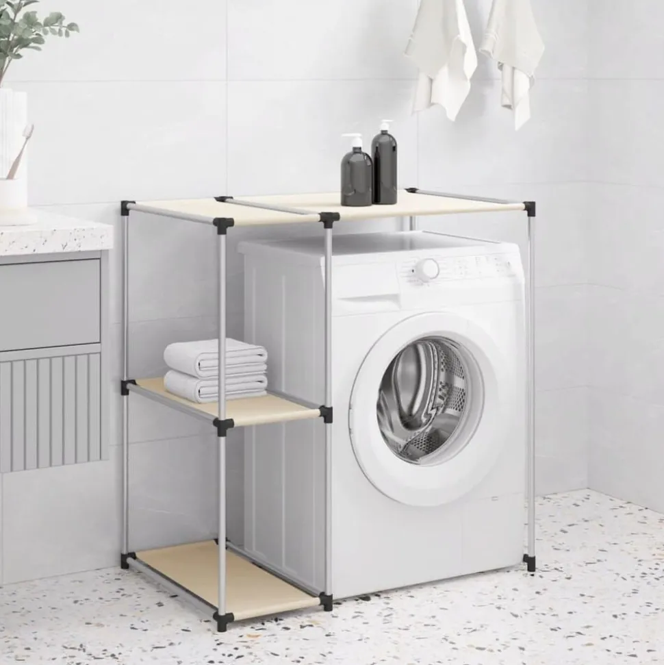 vidaXL Opbergrek voor boven wasmachine 87x55x90,5cm ijzer crèmekleurig