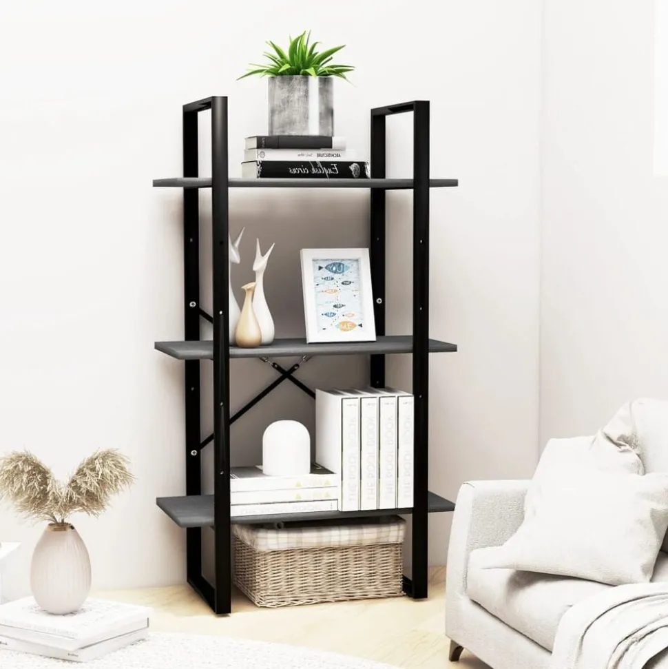 vidaXL Opbergrek 60x30x105 cm massief grenenhout grijs