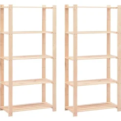 vidaXL Opbergrekken 5-laags 2 st 80x38x170 cm grenenhout 250 kg