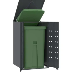vidaXL Opbergruimte voor enkele afvalbak antraciet 69x79x117 cm staal