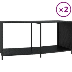 vidaXL Opbergschappen 2 st poly rattan zwart