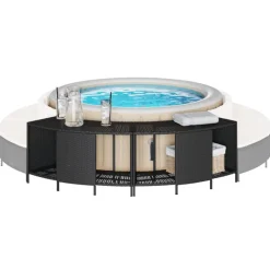 vidaXL Opbergschappen voor hottub 2 st poly rattan zwart