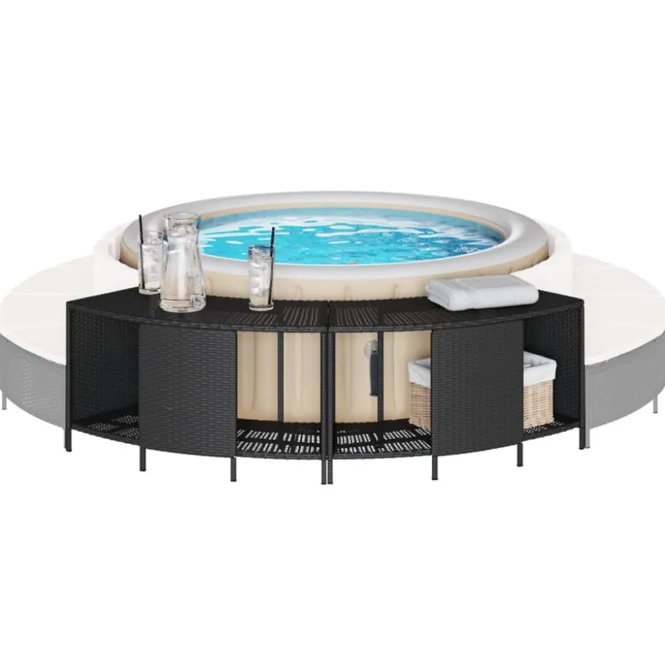 vidaXL Opbergschappen voor hottub 2 st poly rattan zwart