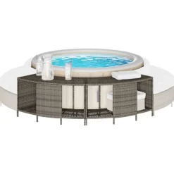 vidaXL Opbergschappen voor hottub 2 st poly rattan grijs