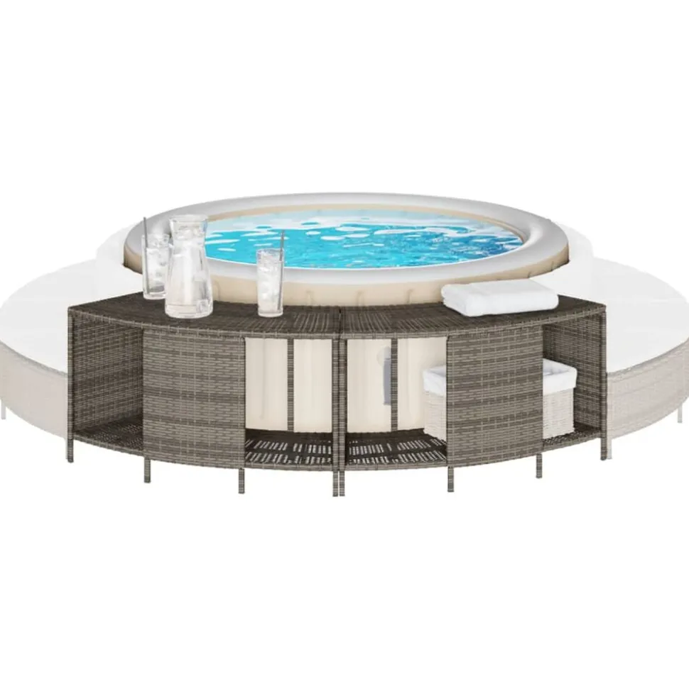 vidaXL Opbergschappen voor hottub 2 st poly rattan grijs