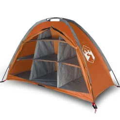 vidaXL Opbergtent 9 vakken waterdicht grijs en oranje