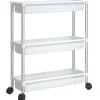 vidaXL Opbergtrolley 3 laags aluminium zilverkleurig en wit