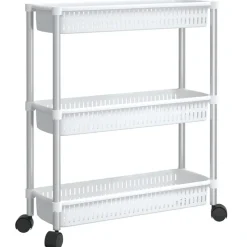 vidaXL Opbergtrolley 3 laags aluminium zilverkleurig en wit