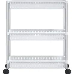 vidaXL Opbergtrolley 3 laags aluminium zilverkleurig en wit