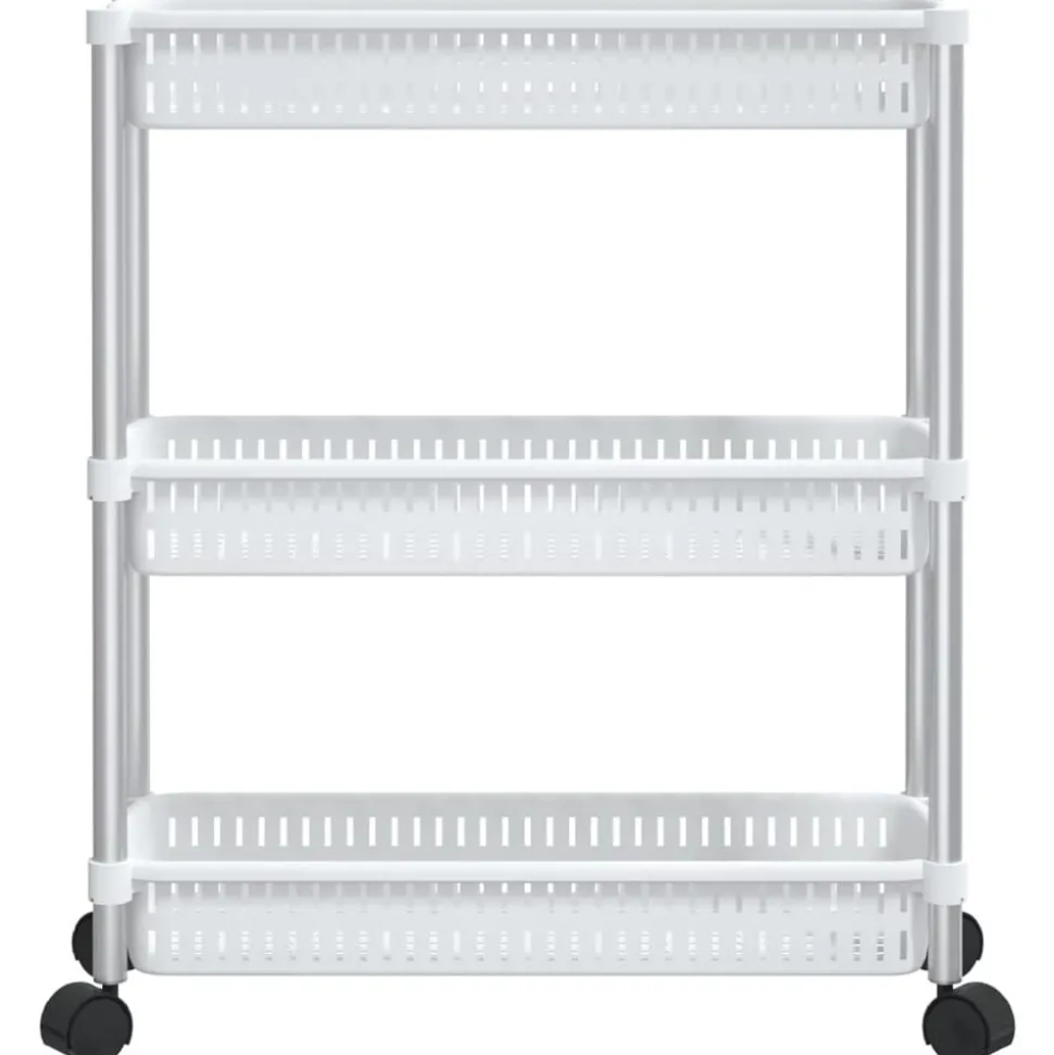 vidaXL Opbergtrolley 3 laags aluminium zilverkleurig en wit