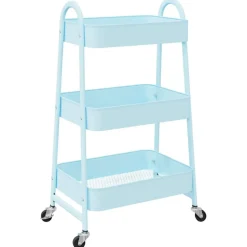 vidaXL Opbergtrolley 3-laags 42x41,5x77 cm staal blauw