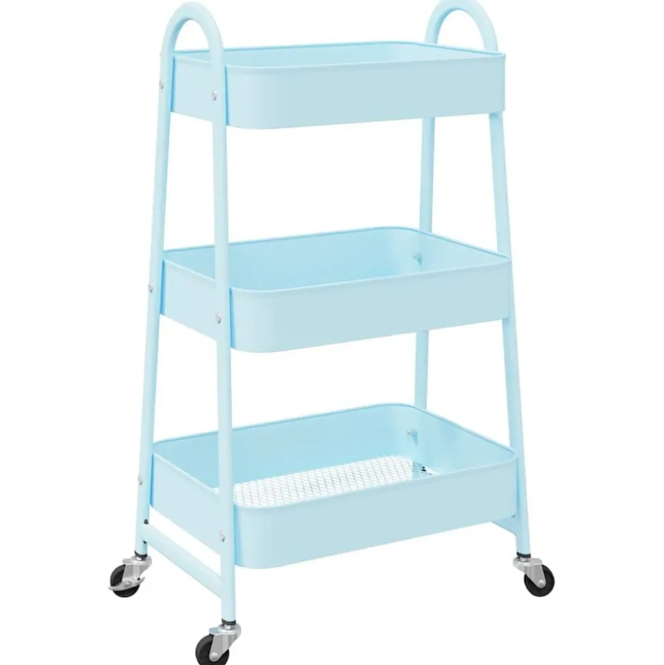 vidaXL Opbergtrolley 3-laags 42x41,5x77 cm staal blauw