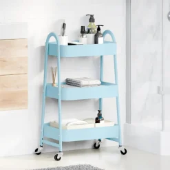vidaXL Opbergtrolley 3-laags 42x41,5x77 cm staal blauw