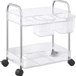 vidaXL Opbergtrolley 2-laags 37x28x43,5 cm acryl transparant
