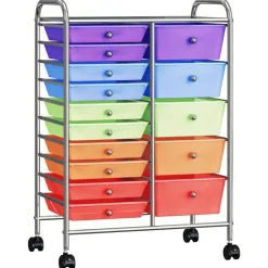 vidaXL Opbergtrolley met 15 lades mobiel XXL kunststof meerkleurig