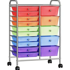 vidaXL Opbergtrolley met 15 lades mobiel XXL kunststof meerkleurig