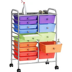 vidaXL Opbergtrolley met 15 lades mobiel XXL kunststof meerkleurig