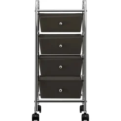 vidaXL Opbergtrolley met 4 lades mobiel kunststof zwart