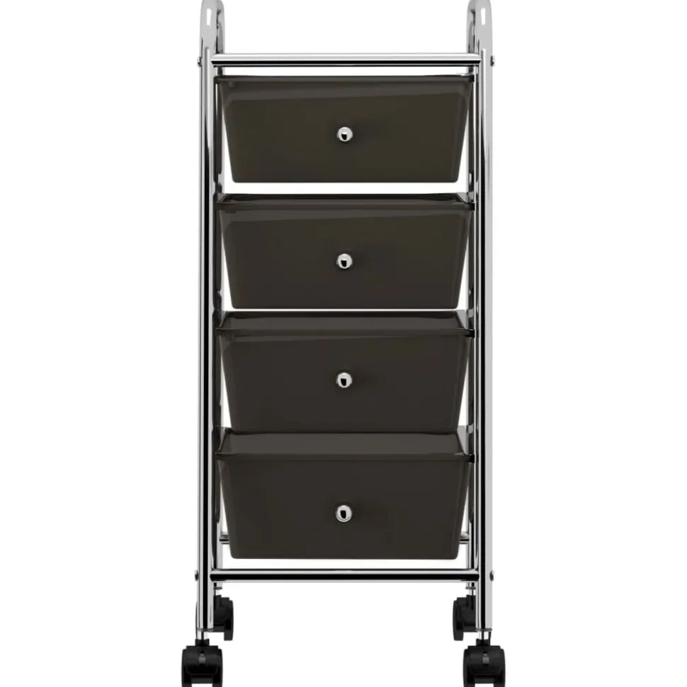 vidaXL Opbergtrolley met 4 lades mobiel kunststof zwart