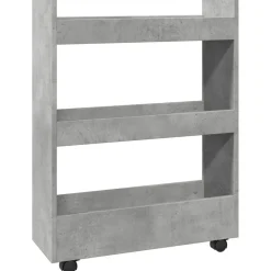 vidaXL Opbergtrolley smal 3-laags bewerkt hout betongrijs