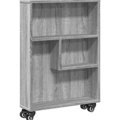 vidaXL Opbergtrolley smal 48x13x68 cm bewerkt hout grijs sonoma eiken