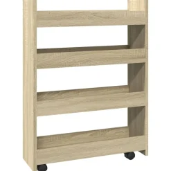 vidaXL Opbergtrolley smal 4-laags bewerkt hout sonoma eikenkleurig