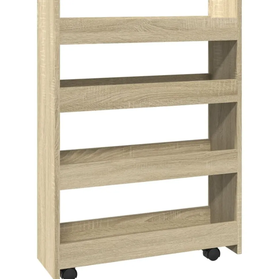 vidaXL Opbergtrolley smal 4-laags bewerkt hout sonoma eikenkleurig