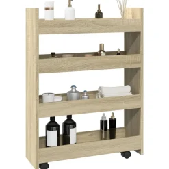 vidaXL Opbergtrolley smal 4-laags bewerkt hout sonoma eikenkleurig
